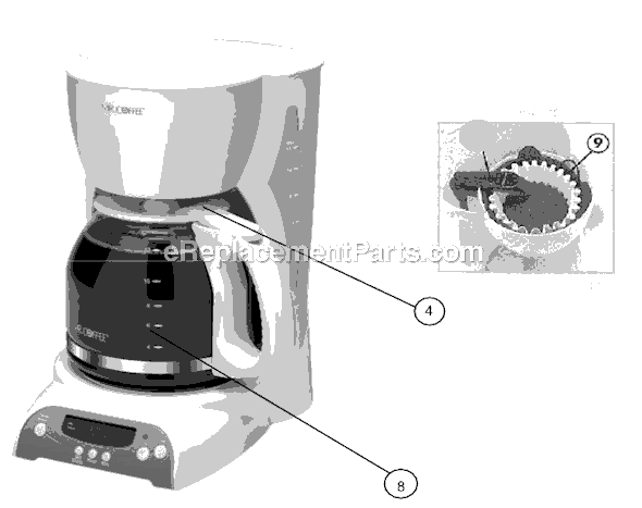 Page A Diagram and Parts List for  Mr Coffee Coffee Maker